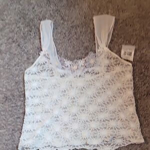 Elegant Lace White Top With Flower Embellishments